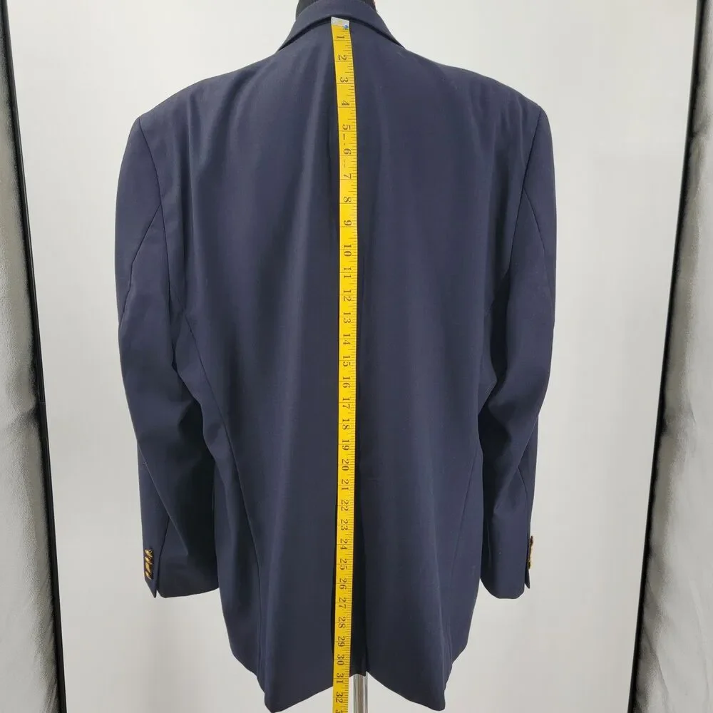 Lauren Ralph Lauren Mens 46R Navy Blue 100% Wool 1-Vent Gold Buttons Sport Coat